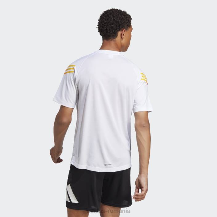 Adidas Tricou de antrenament cu 3 dungi cu icoane trenuri albe bărbați alb 2JBN5909
