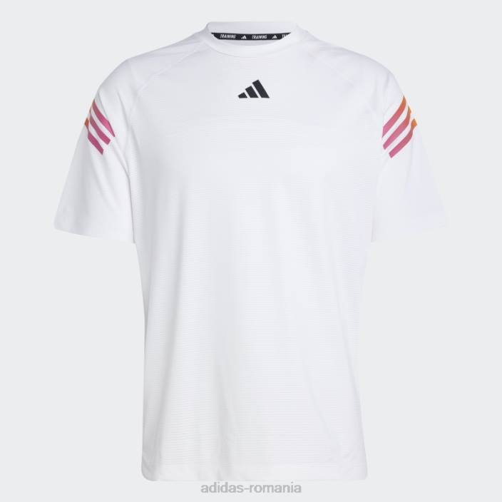 Adidas Tricou de antrenament cu 3 dungi cu icoane trenuri albe bărbați alb 2JBN5909