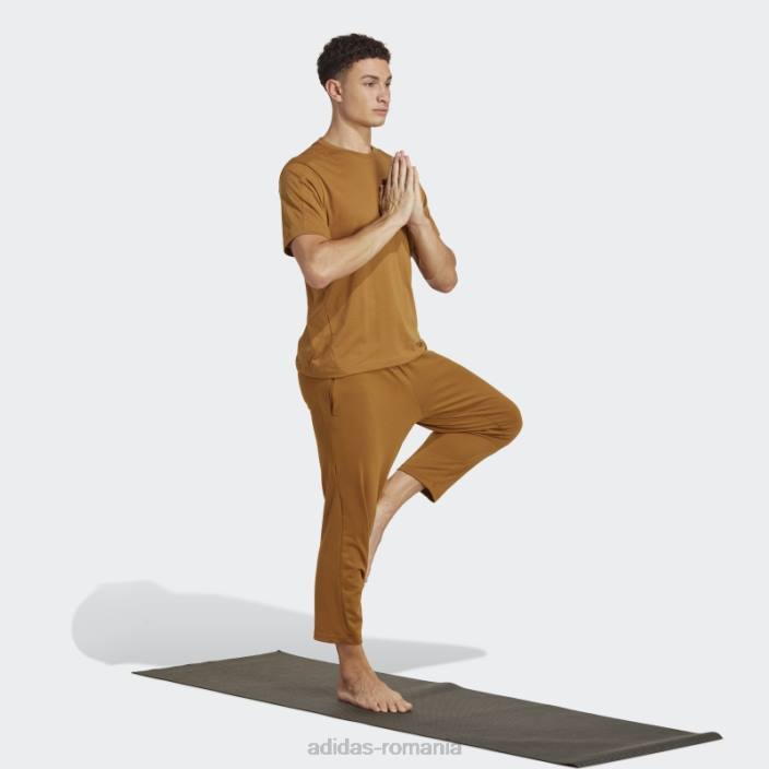 Adidas Tricou de antrenament cu bază de yoga din bronz bărbați bronz/carbon 2JBN5440