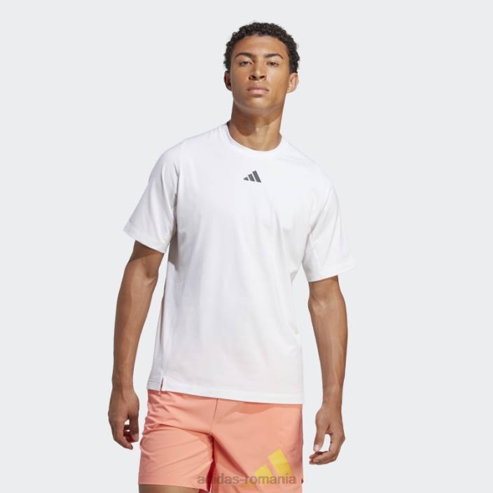 Adidas Tricou de antrenament cu logo-ul cu 3 bare cu icoane tren alb bărbați alb 2JBN5638