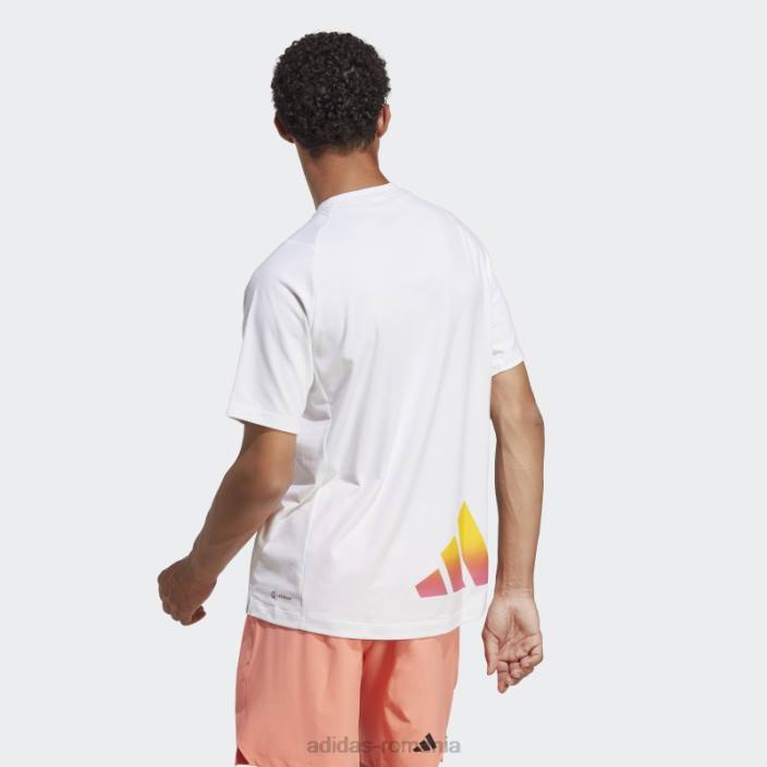 Adidas Tricou de antrenament cu logo-ul cu 3 bare cu icoane tren alb bărbați alb 2JBN5638