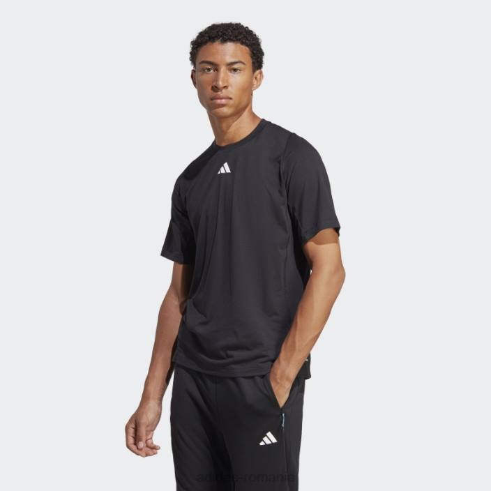 Adidas Tricou de antrenament cu logo-ul cu 3 bare cu iconițe de tren negru adidas bărbați negru 2JBN5565