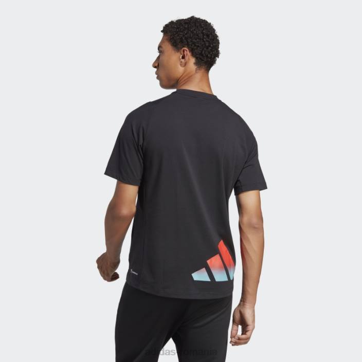 Adidas Tricou de antrenament cu logo-ul cu 3 bare cu iconițe de tren negru adidas bărbați negru 2JBN5565