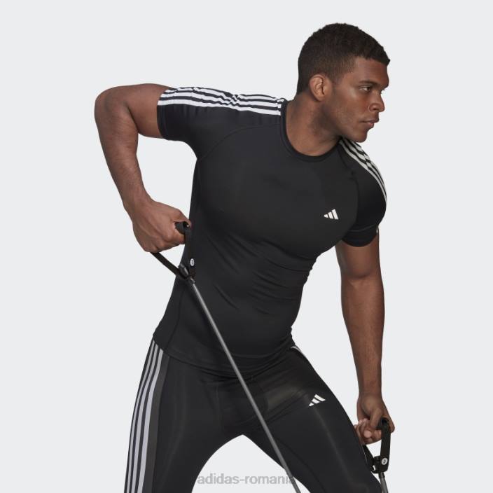 Adidas Tricou de antrenament techfit 3-stripes negru bărbați negru 2JBN5749