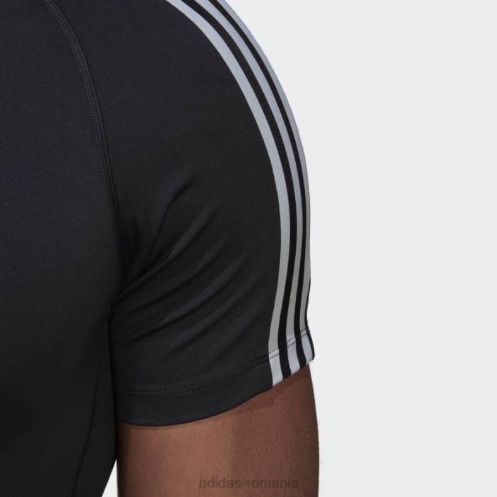 Adidas Tricou de antrenament techfit 3-stripes negru bărbați negru 2JBN5749