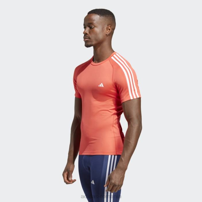 Adidas Tricou de antrenament techfit 3-stripes roșu bărbați roșu 2JBN13285