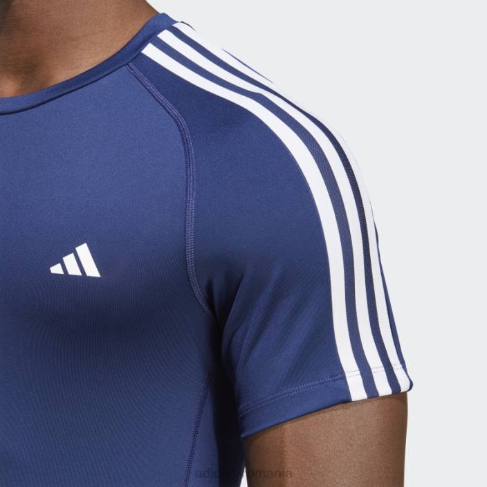 Adidas Tricou de antrenament techfit cu 3 dungi albastru închis bărbați albastru inchis 2JBN13412