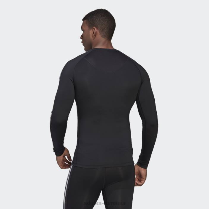 Adidas Tricou negru adidas cu mâneci lungi de antrenament techfit cu 3 dungi bărbați negru 2JBN13461