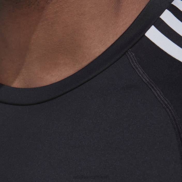Adidas Tricou negru adidas cu mâneci lungi de antrenament techfit cu 3 dungi bărbați negru 2JBN13461