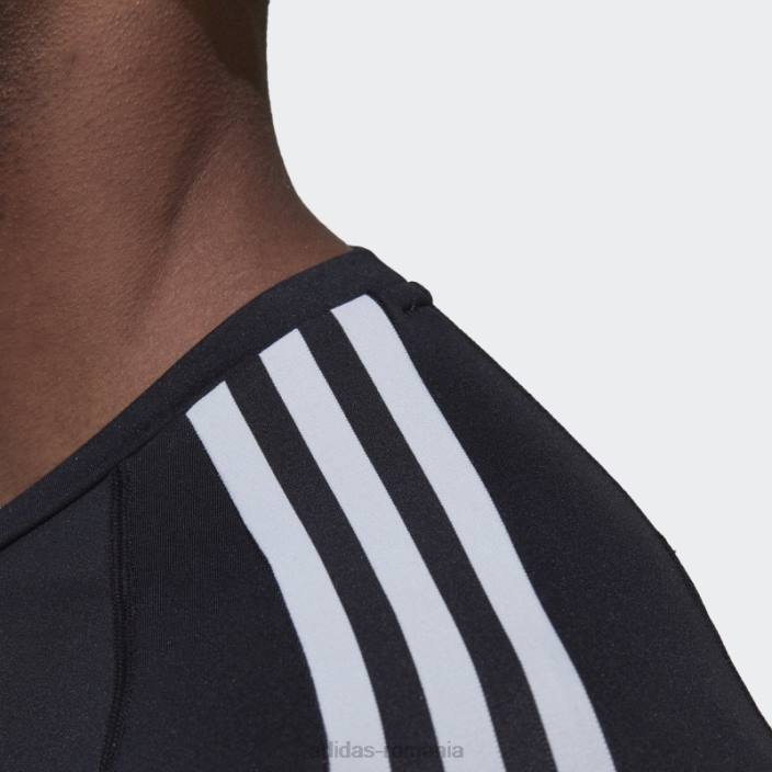 Adidas Tricou negru adidas cu mâneci lungi de antrenament techfit cu 3 dungi bărbați negru 2JBN13461