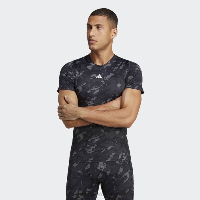 Adidas Tricou negru de antrenament techfit cu imprimeu integral adidas bărbați negru 2JBN5667