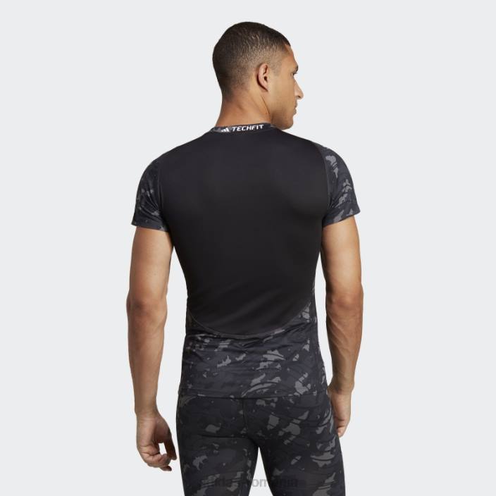 Adidas Tricou negru de antrenament techfit cu imprimeu integral adidas bărbați negru 2JBN5667