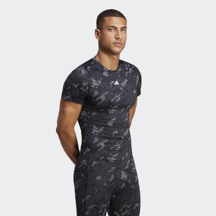 Adidas Tricou negru de antrenament techfit cu imprimeu integral adidas bărbați negru 2JBN5667