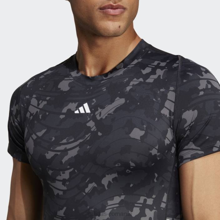 Adidas Tricou negru de antrenament techfit cu imprimeu integral adidas bărbați negru 2JBN5667