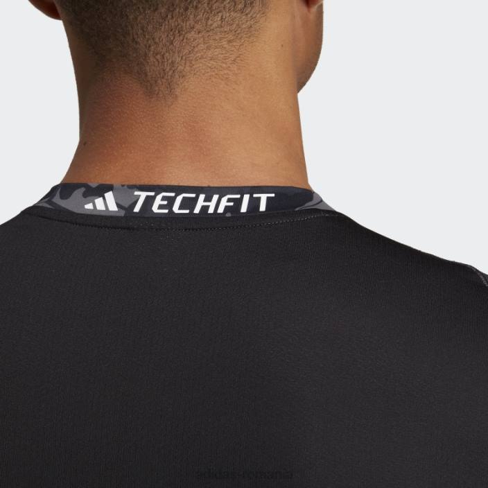 Adidas Tricou negru de antrenament techfit cu imprimeu integral adidas bărbați negru 2JBN5667