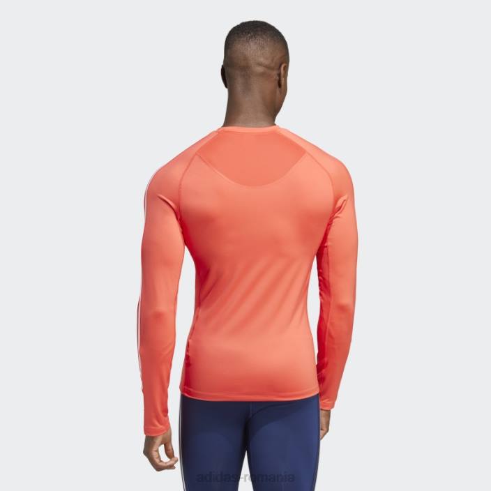 Adidas Tricou roșu adidas cu mâneci lungi de antrenament techfit cu 3 dungi bărbați roșu 2JBN13983