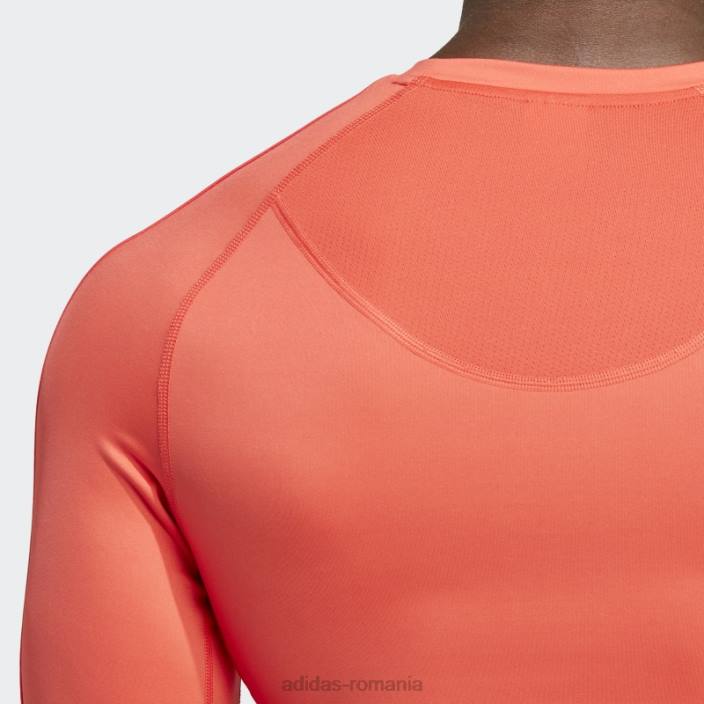 Adidas Tricou roșu adidas cu mâneci lungi de antrenament techfit cu 3 dungi bărbați roșu 2JBN13983