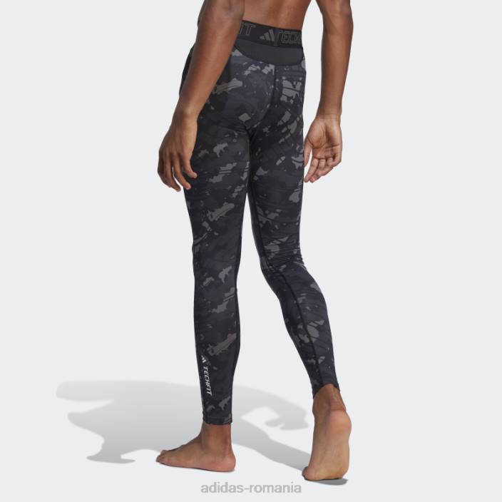 Adidas colanti negri de antrenament techfit cu imprimeu integral adidas bărbați negru 2JBN5637