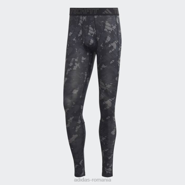 Adidas colanti negri de antrenament techfit cu imprimeu integral adidas bărbați negru 2JBN5637