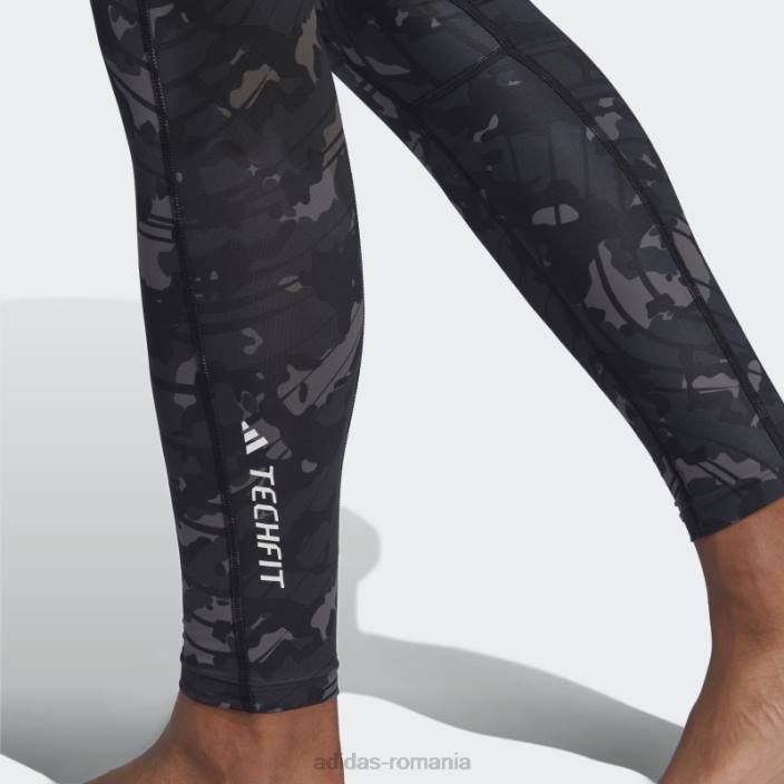 Adidas colanti negri de antrenament techfit cu imprimeu integral adidas bărbați negru 2JBN5637
