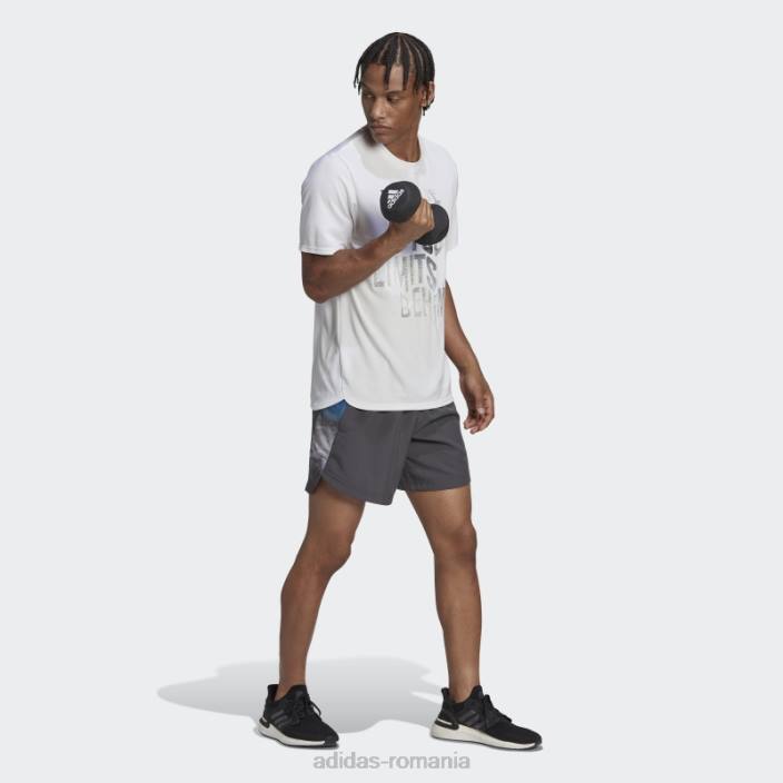 Adidas conceput pentru mișcare aeroready hiit slogan tricou antrenament alb bărbați alb 2JBN14804