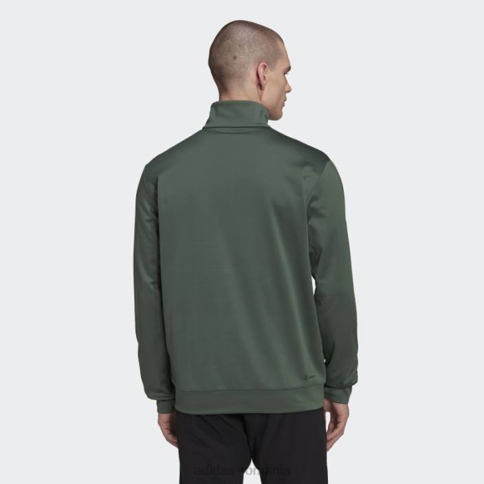 Adidas green oxide aeroready joc și du-te mic logo cu jumătate de fermoar bărbați oxid verde/negru 2JBN7121