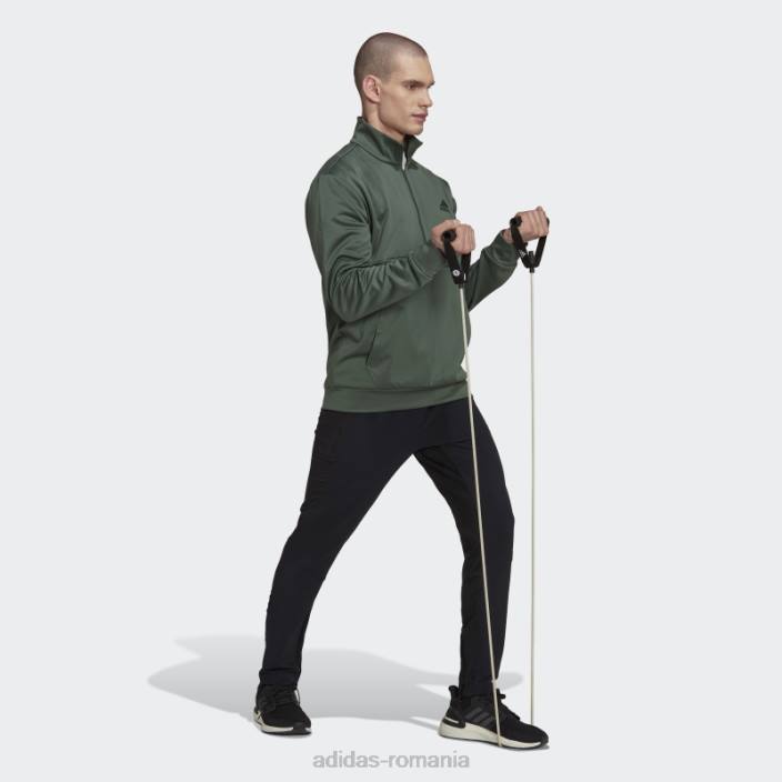 Adidas green oxide aeroready joc și du-te mic logo cu jumătate de fermoar bărbați oxid verde/negru 2JBN7121