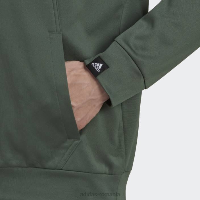 Adidas green oxide aeroready joc și du-te mic logo cu jumătate de fermoar bărbați oxid verde/negru 2JBN7121