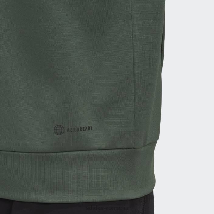 Adidas green oxide aeroready joc și du-te mic logo cu jumătate de fermoar bărbați oxid verde/negru 2JBN7121
