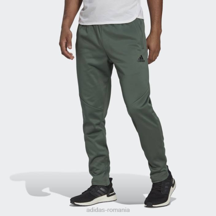 Adidas green oxide aeroready joc și du-te pantaloni conici cu logo mic bărbați oxid verde 2JBN6989