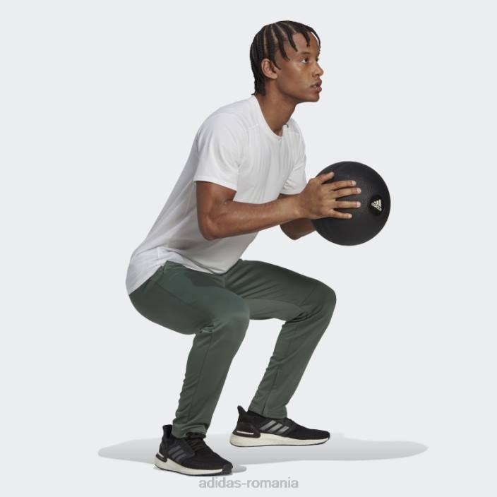 Adidas green oxide aeroready joc și du-te pantaloni conici cu logo mic bărbați oxid verde 2JBN6989