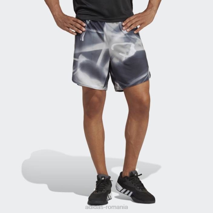Adidas gri conceput pentru antrenament la căldură.rdy hiit allover print pantaloni scurți de antrenament adidas bărbați gri 2JBN5157