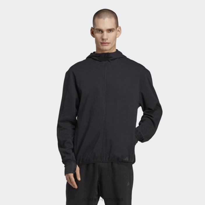 Adidas hanorac negru adidas cu fermoar complet aeroready pentru antrenament de bază de yoga bărbați alb negru 2JBN5547