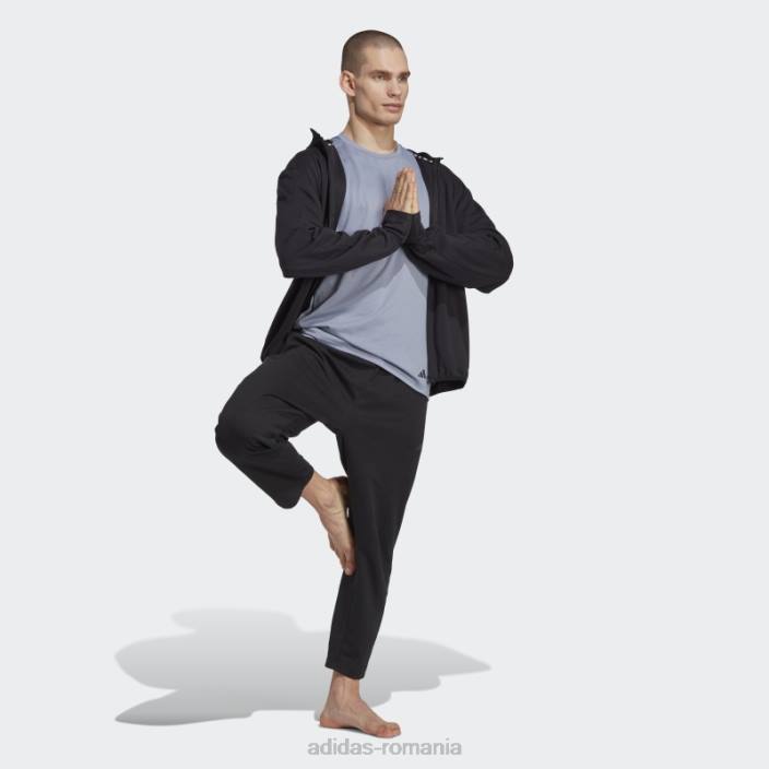 Adidas hanorac negru adidas cu fermoar complet aeroready pentru antrenament de bază de yoga bărbați alb negru 2JBN5547