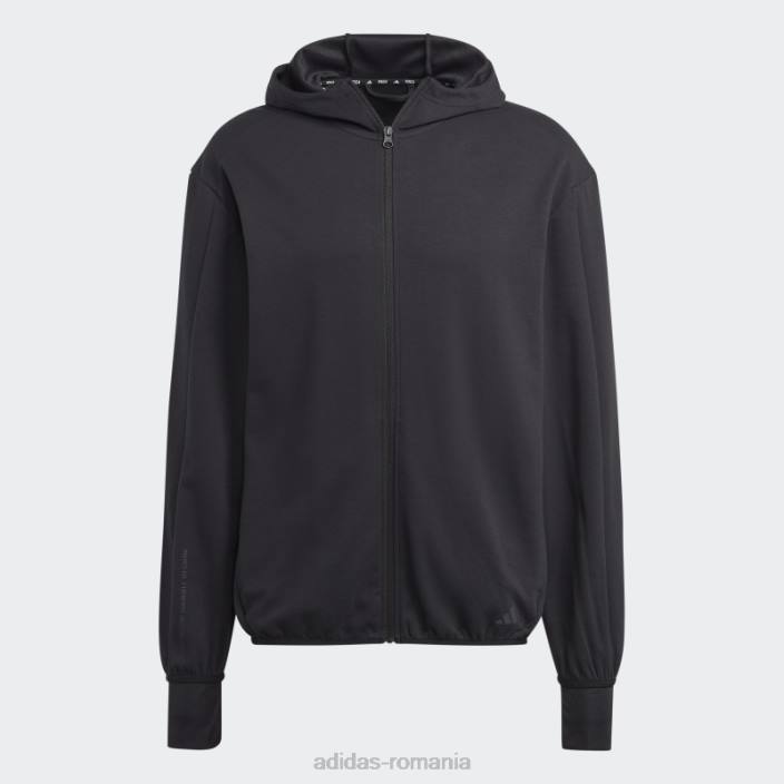 Adidas hanorac negru adidas cu fermoar complet aeroready pentru antrenament de bază de yoga bărbați alb negru 2JBN5547