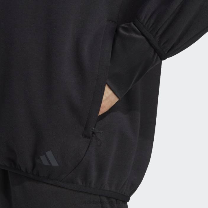 Adidas hanorac negru adidas cu fermoar complet aeroready pentru antrenament de bază de yoga bărbați alb negru 2JBN5547