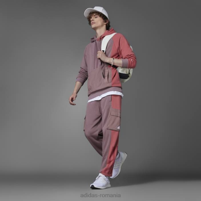 Adidas hanorac violet colorblock French Terry bărbați Violet 2JBN6976