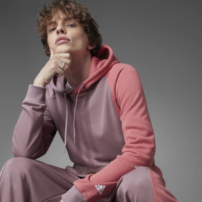 Adidas hanorac violet colorblock French Terry bărbați Violet 2JBN6976