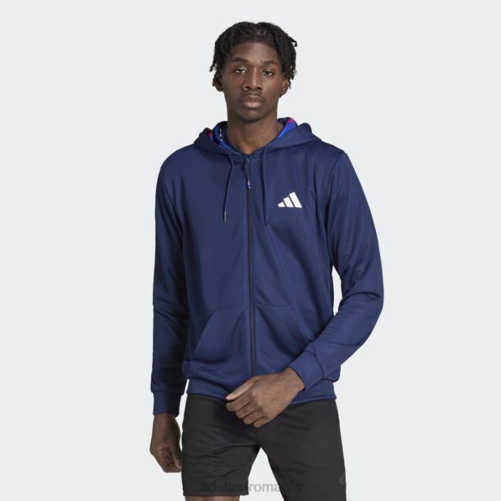 Adidas jachetă de antrenament sezonieră, cu fermoar, albastru închis bărbați albastru închis/alb 2JBN4930