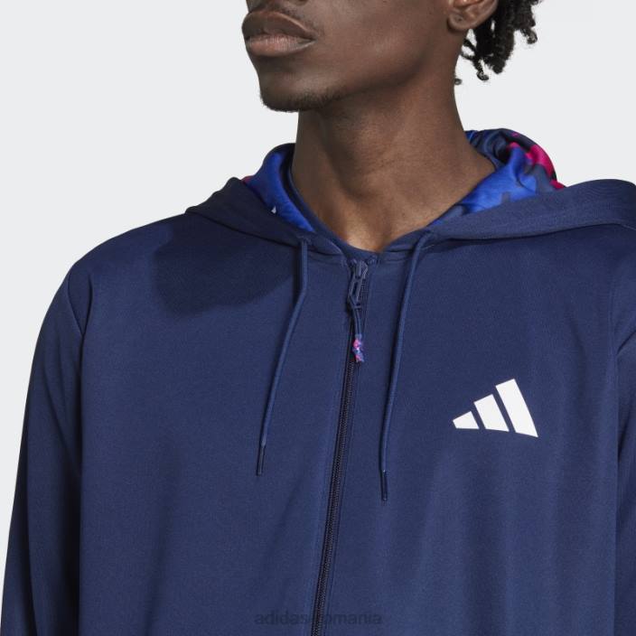Adidas jachetă de antrenament sezonieră, cu fermoar, albastru închis bărbați albastru închis/alb 2JBN4930