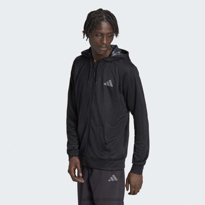 Adidas jachetă neagră cu fermoar pentru antrenament sezonier bărbați gri inchis 2JBN1168