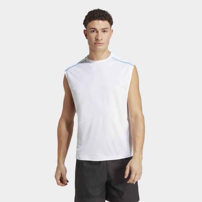 Adidas maiou alb cu bază de antrenament adidas bărbați alb/albastru/transparent 2JBN13569