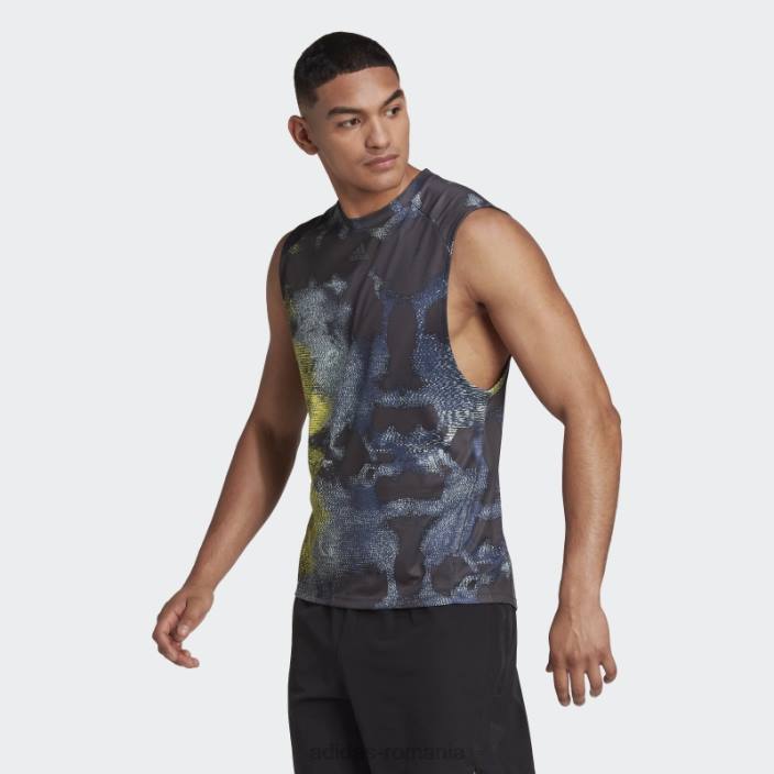 Adidas maiou de antrenament cu imprimeu hiit, galben bărbați multicolor/galben 2JBN14905