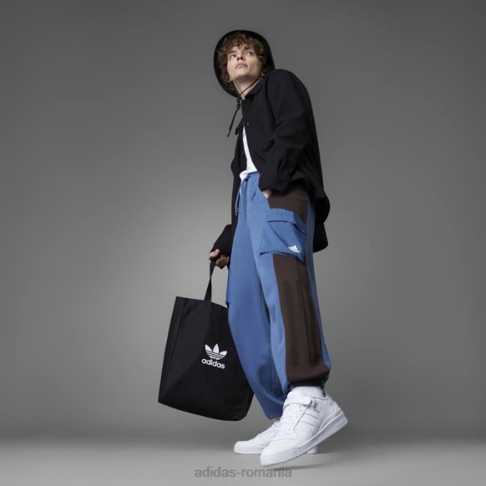 Adidas pantaloni French Terry colorblock oțel bărbați oţel 2JBN7069
