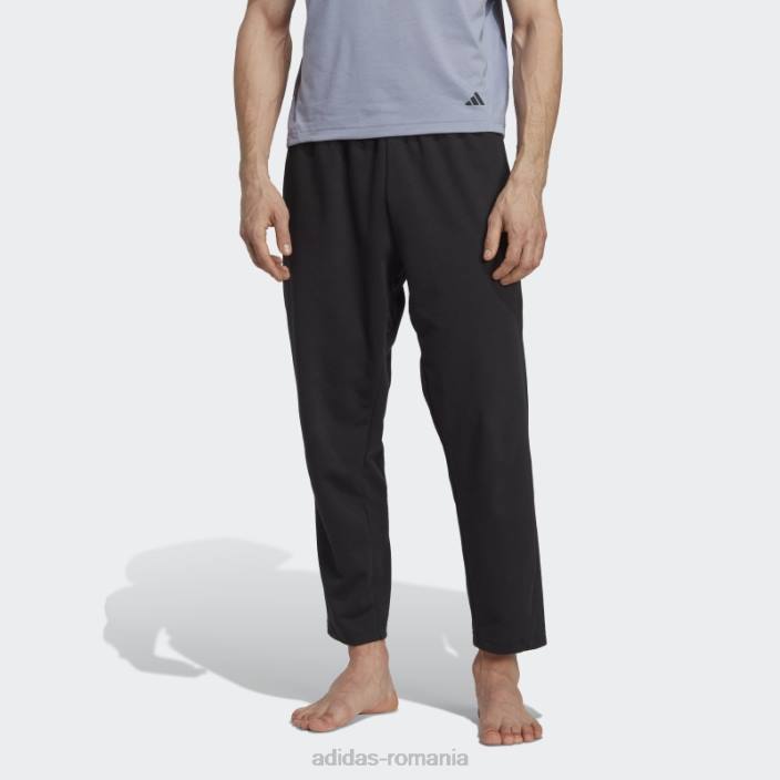 Adidas pantaloni de antrenament de bază yoga negri bărbați negru/carbon 2JBN5552