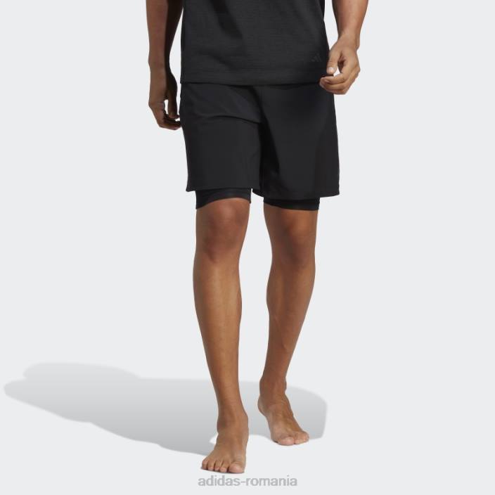 Adidas pantaloni scurți 2-în-1 pentru antrenament yoga negru bărbați negru 2JBN4909
