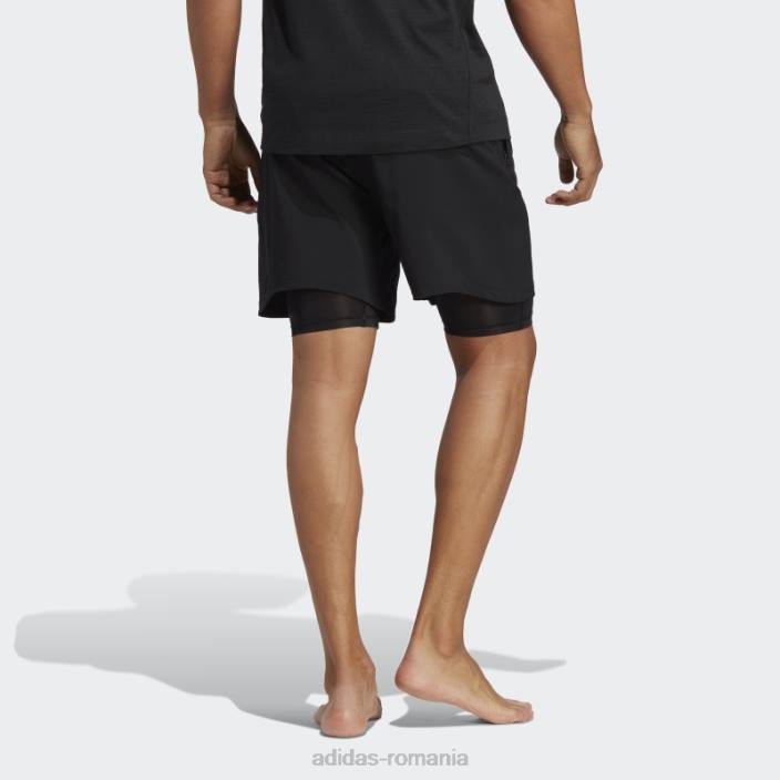 Adidas pantaloni scurți 2-în-1 pentru antrenament yoga negru bărbați negru 2JBN4909