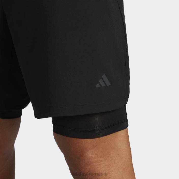 Adidas pantaloni scurți 2-în-1 pentru antrenament yoga negru bărbați negru 2JBN4909