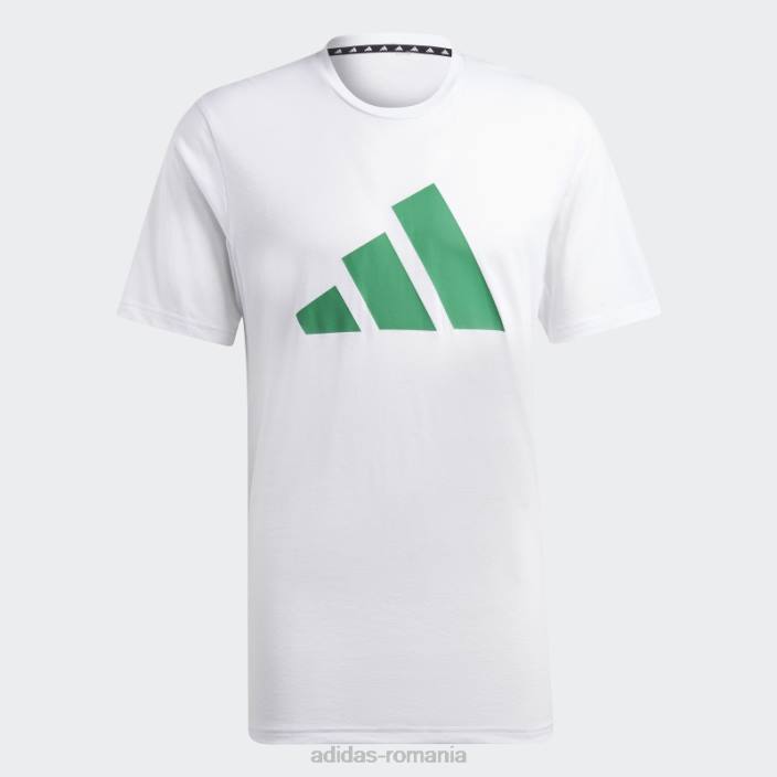 Adidas tren essentials feelready logo tricou de antrenament alb bărbați alb/verde curte 2JBN4940