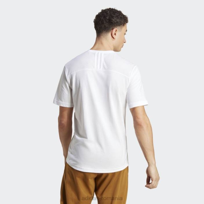 Adidas tricou alb pentru antrenament cu bază de yoga bărbați alb/carbon 2JBN5471